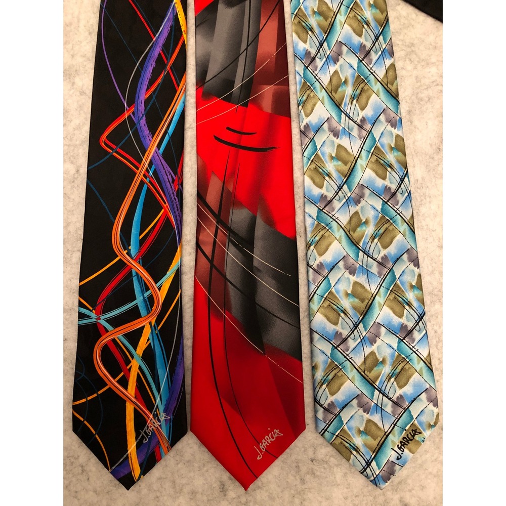 J. Garcia Silk Tie Bundle 3pc Collectors Edition Northern Lights Van Goghs Tree